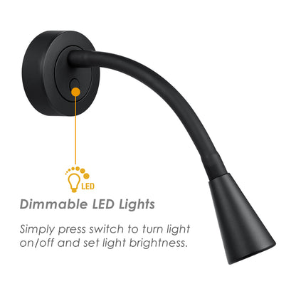 12V LED Reading Light RV Dimmable Built-in USB Charger Flexible Goosneck Light, Boat Interior Lighting